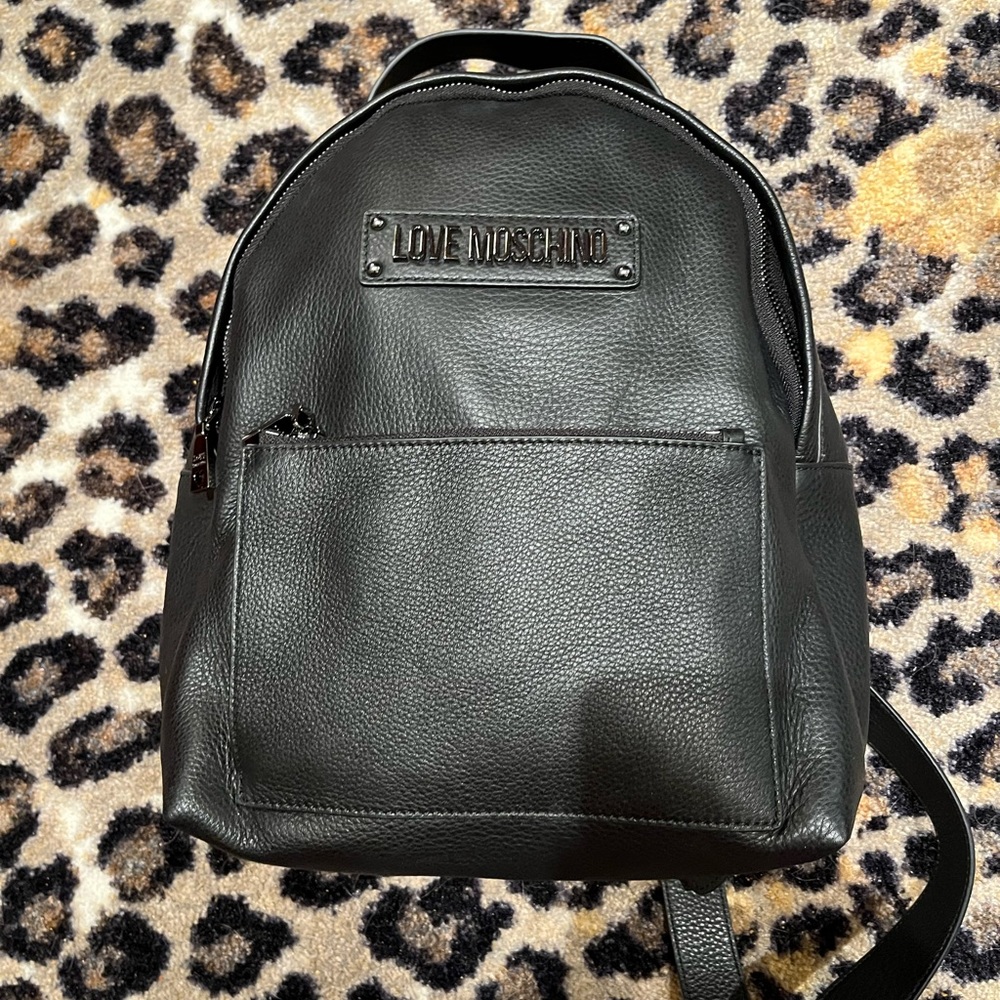 Moschino super soft black genuine leather backpack